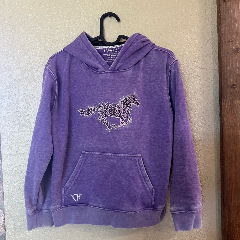 Cowgirl Hardware Purple Hoodie with Rhinestone Horse Design